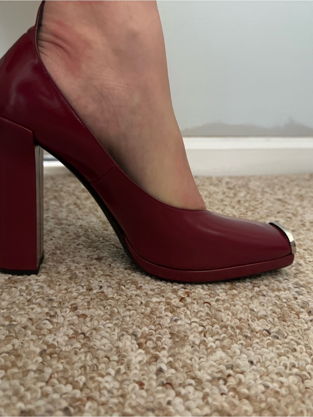 Runway Calvin Klein 205W39NYC Block Heel Pumps with Metal Toe Detail